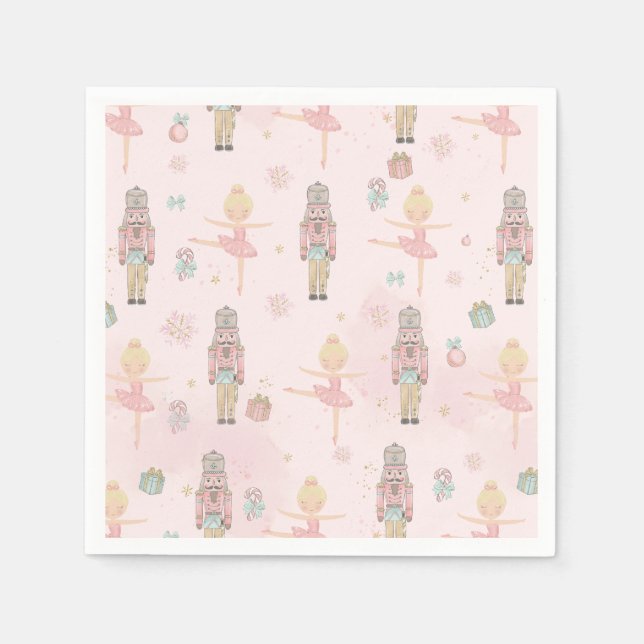 Pink The Nutcracker Christmas Ballet Decoupage Napkins (Front)