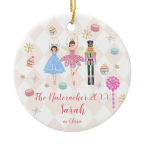 Pink The Nutcracker Clara Christmas Ballet Dancer Ceramic Ornament