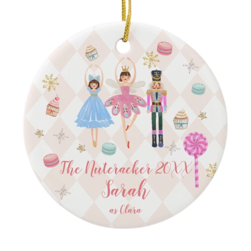 Pink The Nutcracker Clara Christmas Ballet Dancer Ceramic Ornament