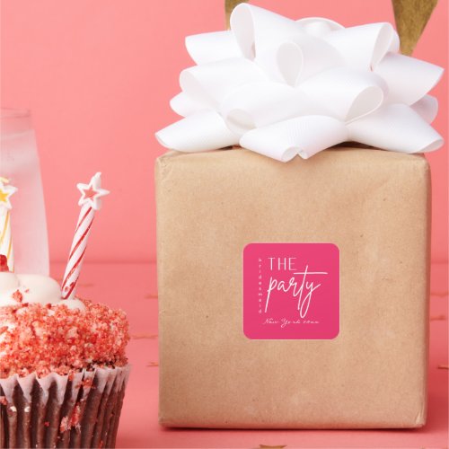 Pink the party bridesmaid gift  square sticker