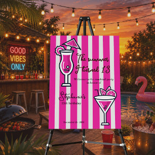 Pink The Summer I Turned 13 Mocktail Birthday Foam Board