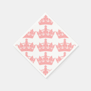 Pink Theme English Royal Crown Princess Napkins
