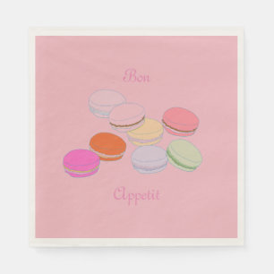 Pink Theme Paris French Macaron Bon Appetit Napkins