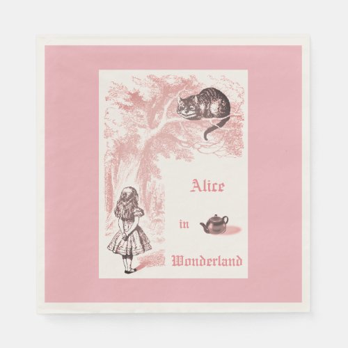 Pink Theme Vintage Alice in Wonderland Tea Party Napkins