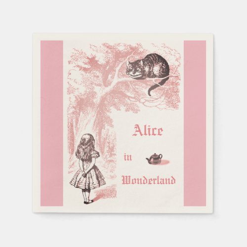 Pink Theme Vintage Alice in Wonderland Tea Party Napkins