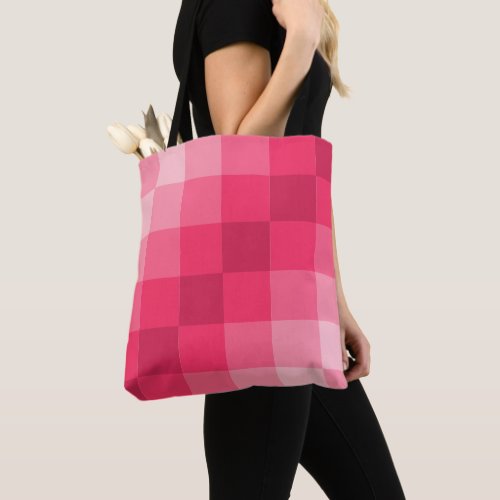 Pink themed checkbox tote bag
