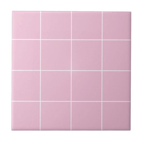 Pink Thin Modern Geometric Checkers Simple Ceramic Tile