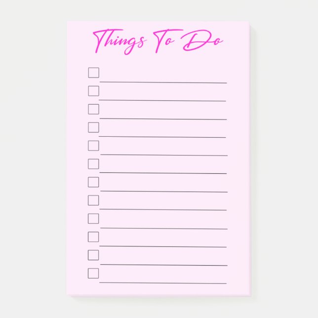 Pink Things To Do Post-it Notes (Front)