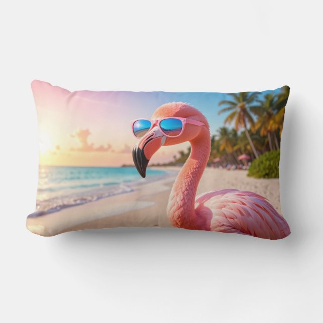 PINK THINKER Flamingo Pink Lumbar Pillow (Front)