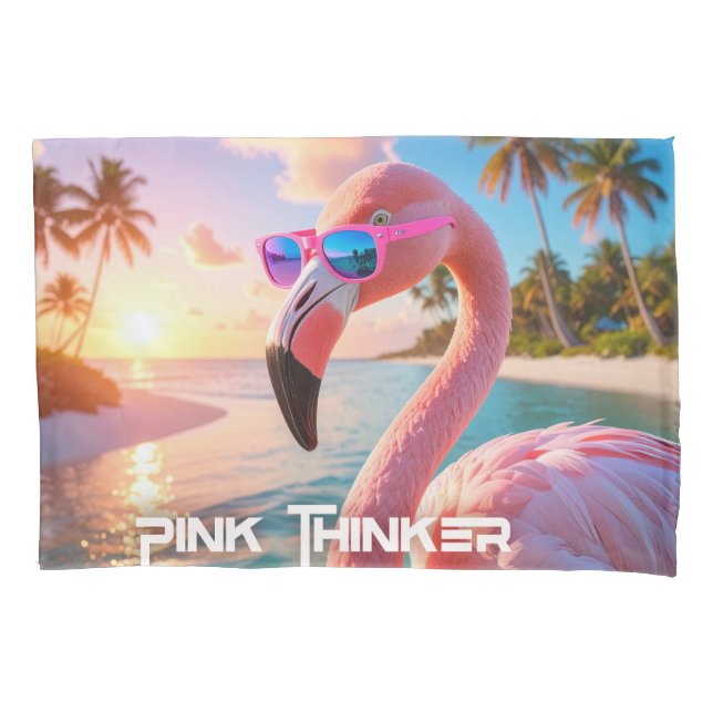 PINK THINKER - Flamingo PINK Pillow Case (Front)