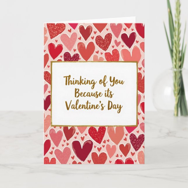 Pink Thinking Of You Valentines Day Card (Front)