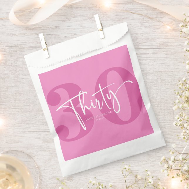 Pink Thirty 30th Thirtieth Birthday Party Favor Bag (Clipped)
