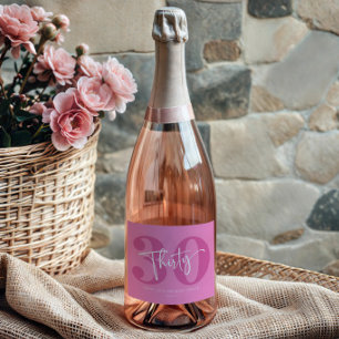 Pink Thirty 30th Thirtieth Birthday Party Gift Sparkling Wine Label