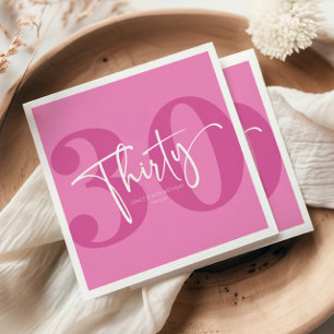 Pink Thirty 30th Thirtieth Birthday Party Napkins