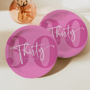 Pink Thirty 30th Thirtieth Birthday Party Paper Plates