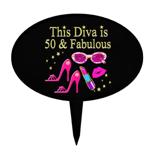 PINK THIS DIVA IS 50  FABULOUS DESIGN CAKE TOPPER