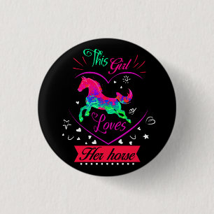 Pink This Girl Loves Her Horse Button