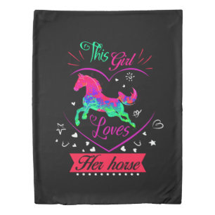 Pink This Girl Loves Her Horse Duvet Cover
