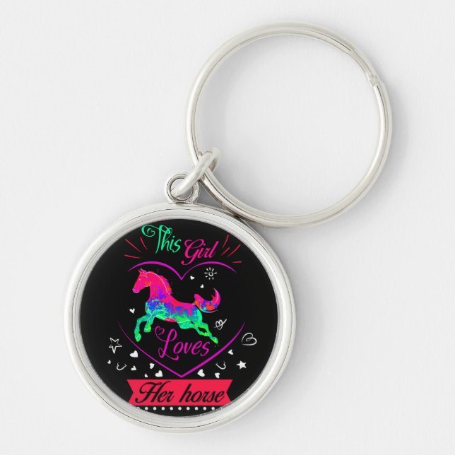 Pink This Girl Loves Her Horse     Keychain (Front)