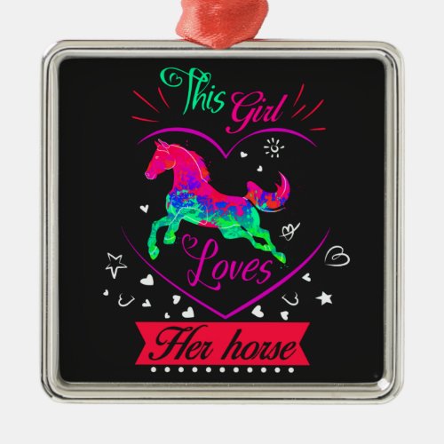Pink This Girl Loves Her Horse   Metal Ornament