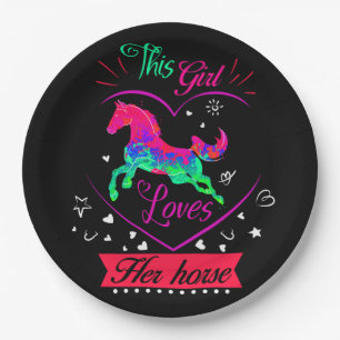 Pink This Girl Loves Her Horse   Paper Plates