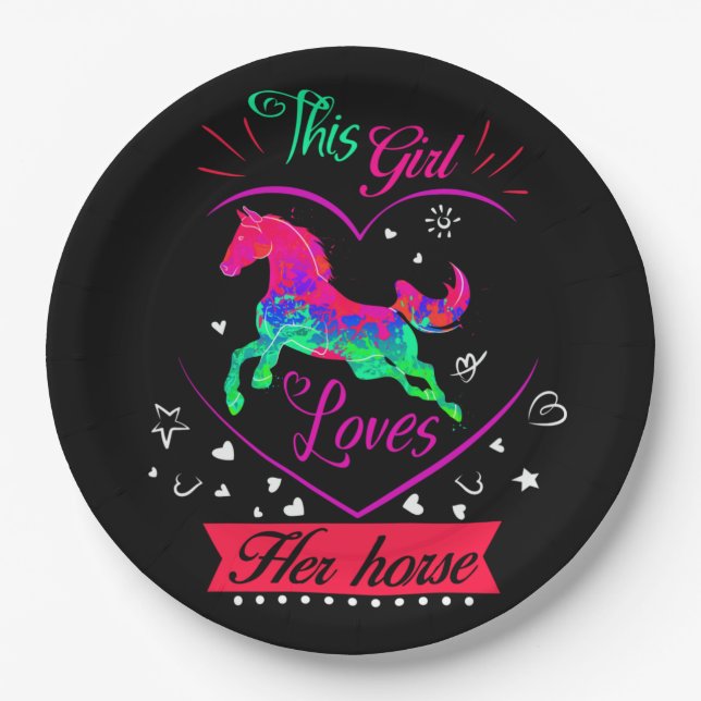 Pink This Girl Loves Her Horse   Paper Plates (Front)