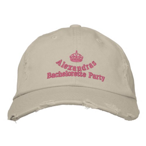 Pink tiara bachelorette party embroidered baseball hat