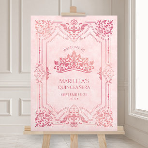 Pink Tiara Crown Elegant Quinceanera Foam Board