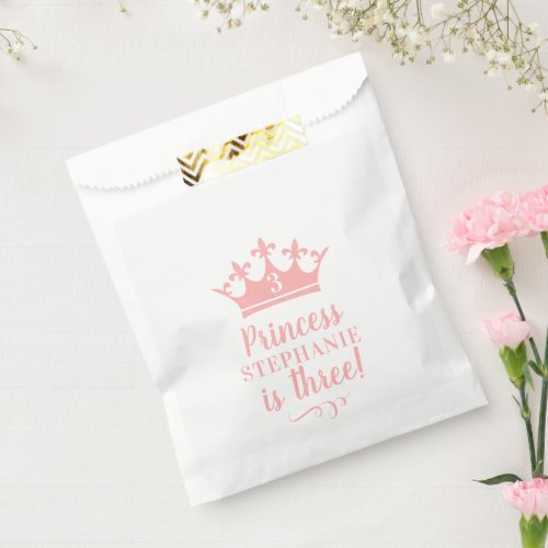 Pink Tiara Crown Personalized Princess Party Favor Bag