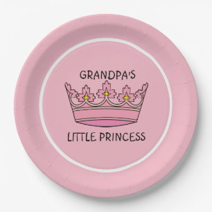 Pink Tiara Grandpa's Little Princess Paper Plates