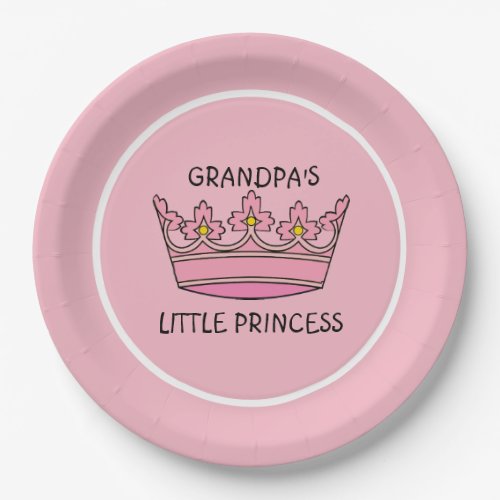 Pink Tiara Grandpas Little Princess Paper Plates