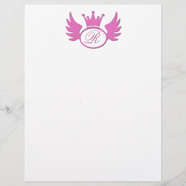Pink Tiara Letterhead Add Your Monogram! (Front)