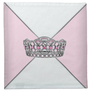 Pink Tiara Pink Princess Cloth Cocktail Napkins