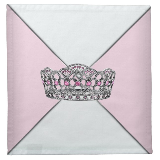 Pink Tiara Pink Princess Cloth Cocktail Napkins (Front)