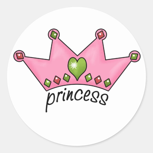Pink Tiara Princess Classic Round Sticker (Front)