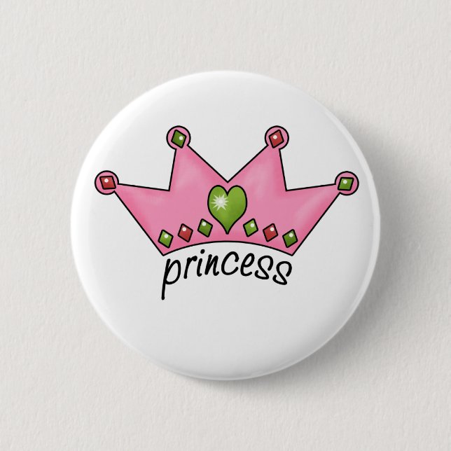 Pink Tiara Princess Pinback Button (Front)