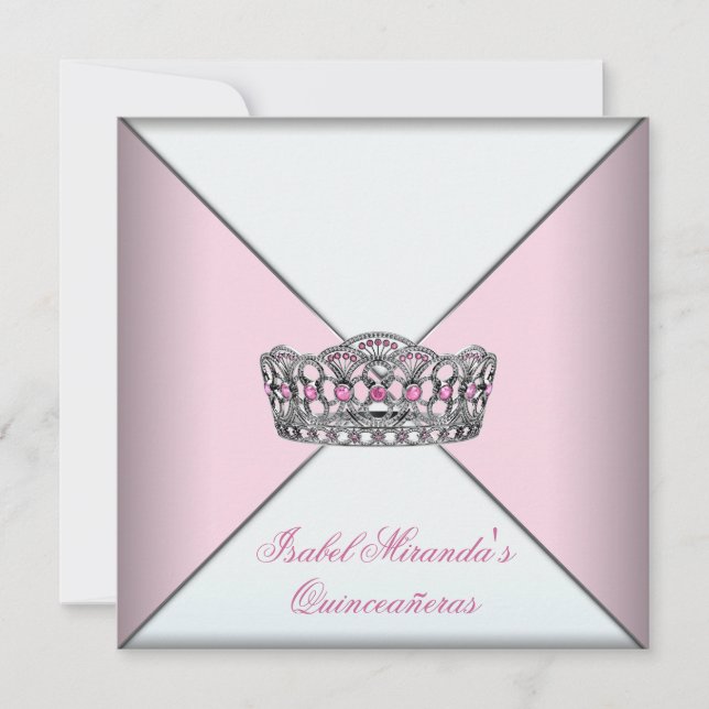 Pink Tiara Quinceanera 15th Birthday Party Invitation (Front)