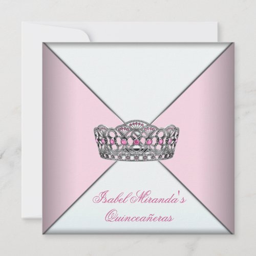 Pink Tiara Quinceanera 15th Birthday Party Personalized Invite