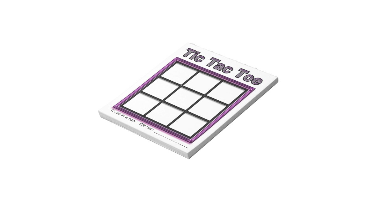 Pink Tic Tac Toe Game Notepad | Zazzle