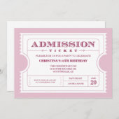 Pink Ticket Party Invitation (Front/Back)