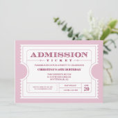 Pink Ticket Party Invitation (Standing Front)