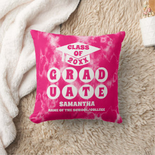 Pink Tie Dye Graduation Throw Pillow