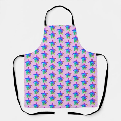 Pink Tie Dye Island Tribal Turtles Apron