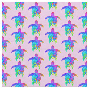 Pink Tie Dye Island Tribal Turtles Fabric
