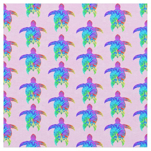 Pink Tie Dye Island Tribal Turtles Fabric