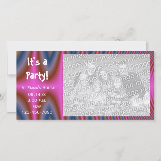 Pink Tie Dye Party Invitation Photo Card (Front)