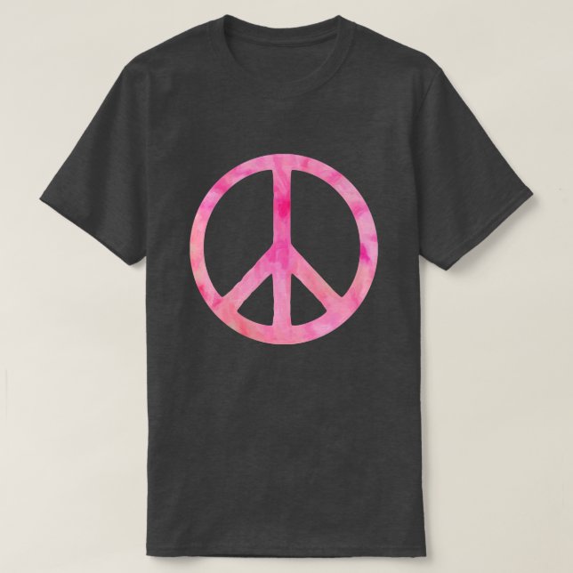 Pink Tie Dye Peace Symbol T-Shirt (Design Front)