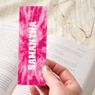 Pink Tie Dye Personalized Name Bookmarks