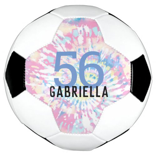 Pink Tie Dye Team Jersey Number and Name Soccer Ball