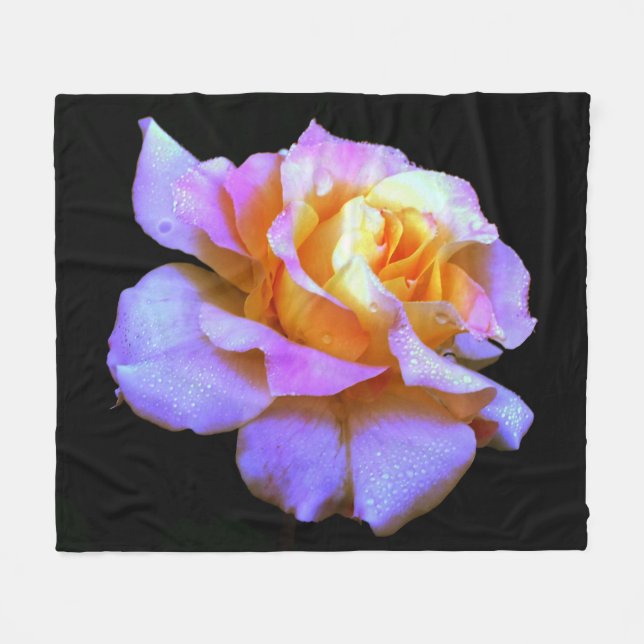 Pink Tie-Dyed Rose Fleece Blanket (Front (Horizontal))